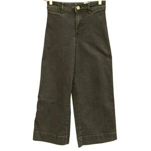 H&M Women's Black Wide-Leg Cropped High Waisted Jeans US Size 2 Classic